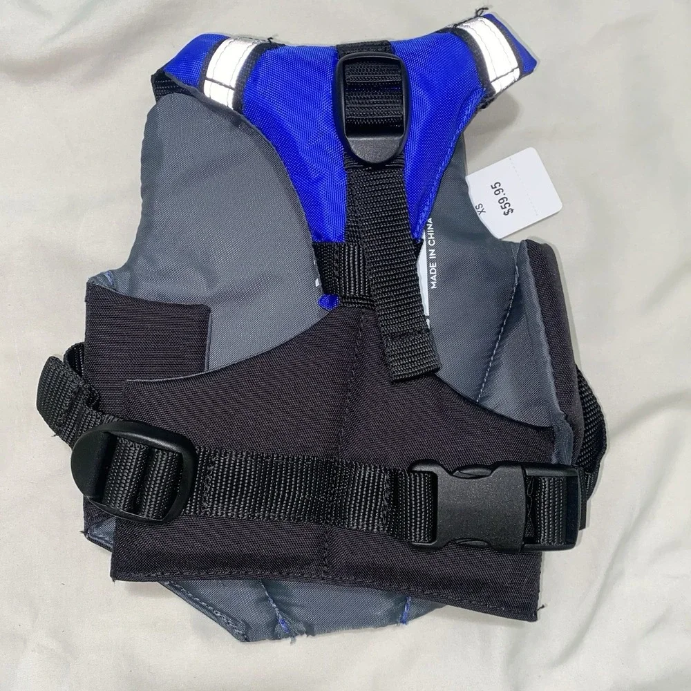 LL Bean Dog Flotation Device Life Jacket PFD Blue Nylon Pet Swim Safety Vest NWT